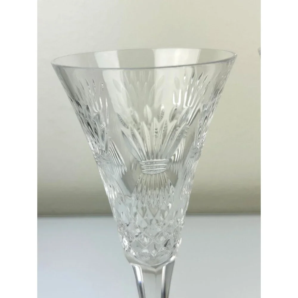 2 Waterford Crystal Millennium Wheat PROSPERITY Toasting Champagne Flutes 9.25" - Picture 3 of 16